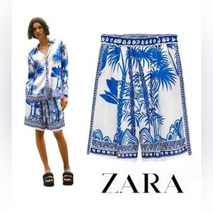 BNWT ZARA SATIN EFFECT PRINTED BERMUDAS SHORT SZ SM
